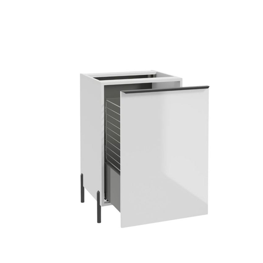 Szafka pod blat z koszem 50 cm lakier biały połysk Defra Nino