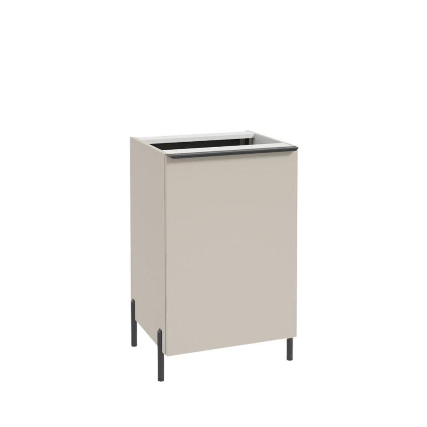 Szafka pod blat z koszem bez uchwytów i nóżek, 50 cm lakier kaszmir mat Defra Nino