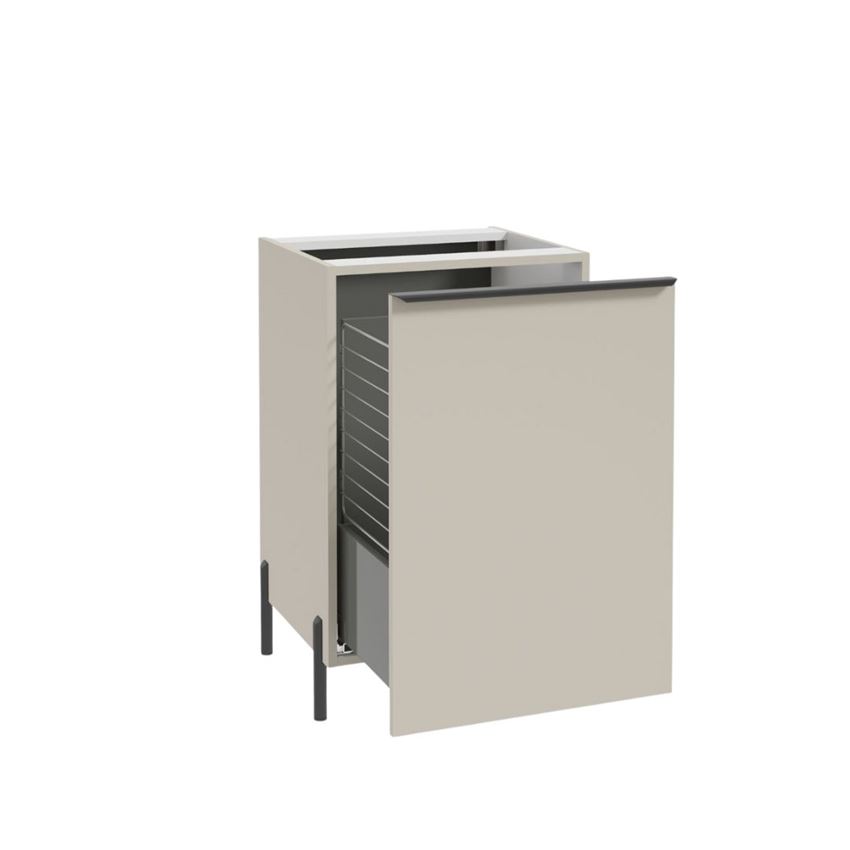 Szafka pod blat z koszem bez uchwytów i nóżek, 50 cm lakier kaszmir mat Defra Nino