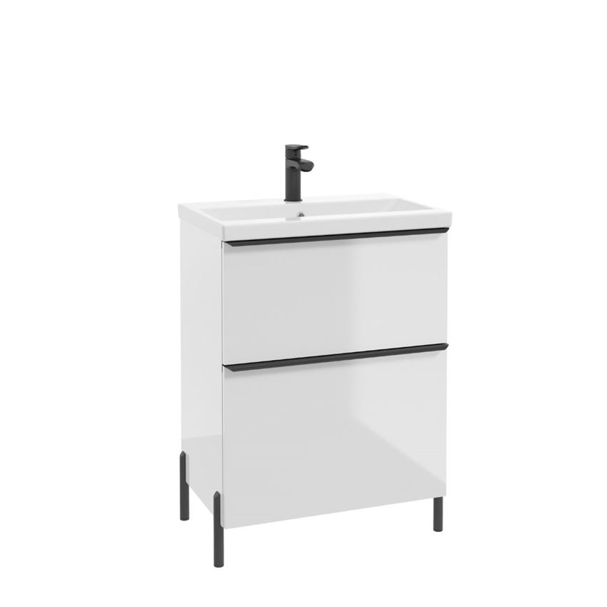 Szafka podumywalkowa bez uchwytów nóżek i umywalki 60 cm lakier biały połysk Defra Nino D60