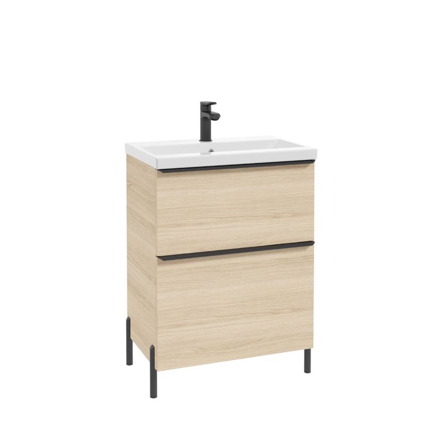 Szafka podumywalkowa bez uchwytów nóżek i umywalki 60 cm dekor dąb vicenza jasny Defra Nino