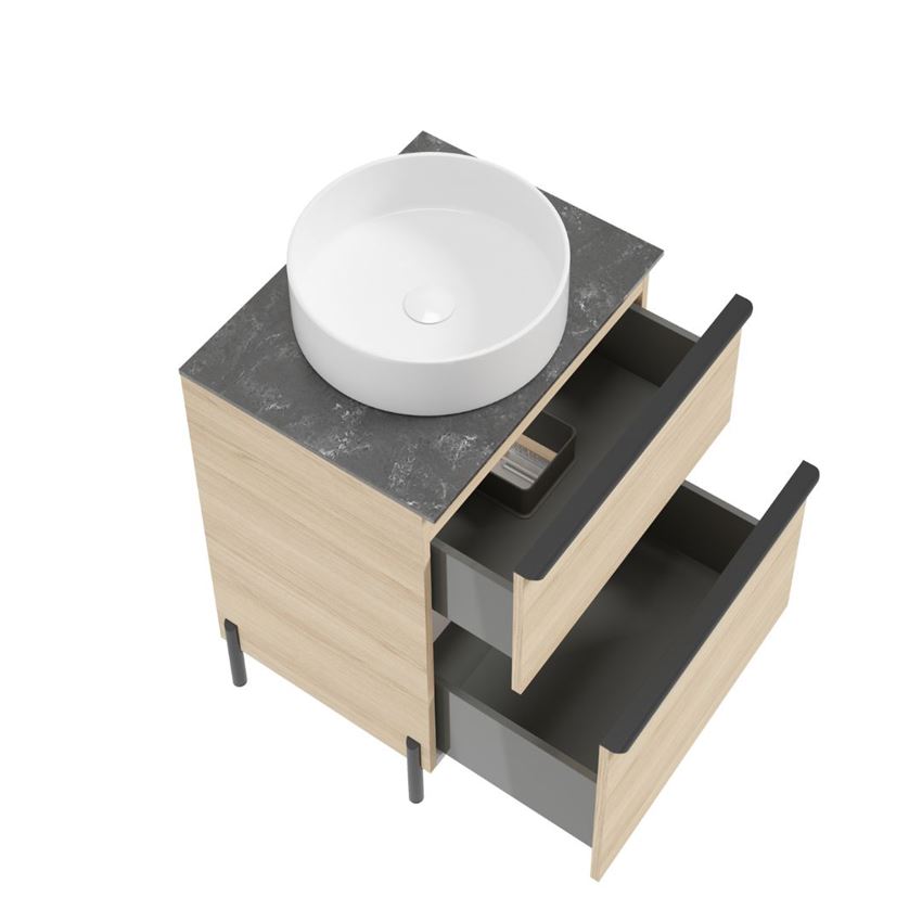 Szafka podumywalkowa bez uchwytów nóżek i umywalki 60 cm dekor dąb vicenza jasny Defra Nino