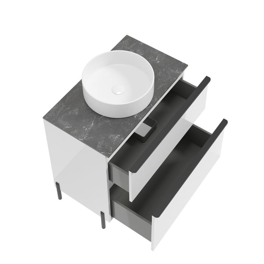 Szafka podumywalkowa bez uchwytów nóżek i umywalki 80 cm lakier biały połysk Defra Nino