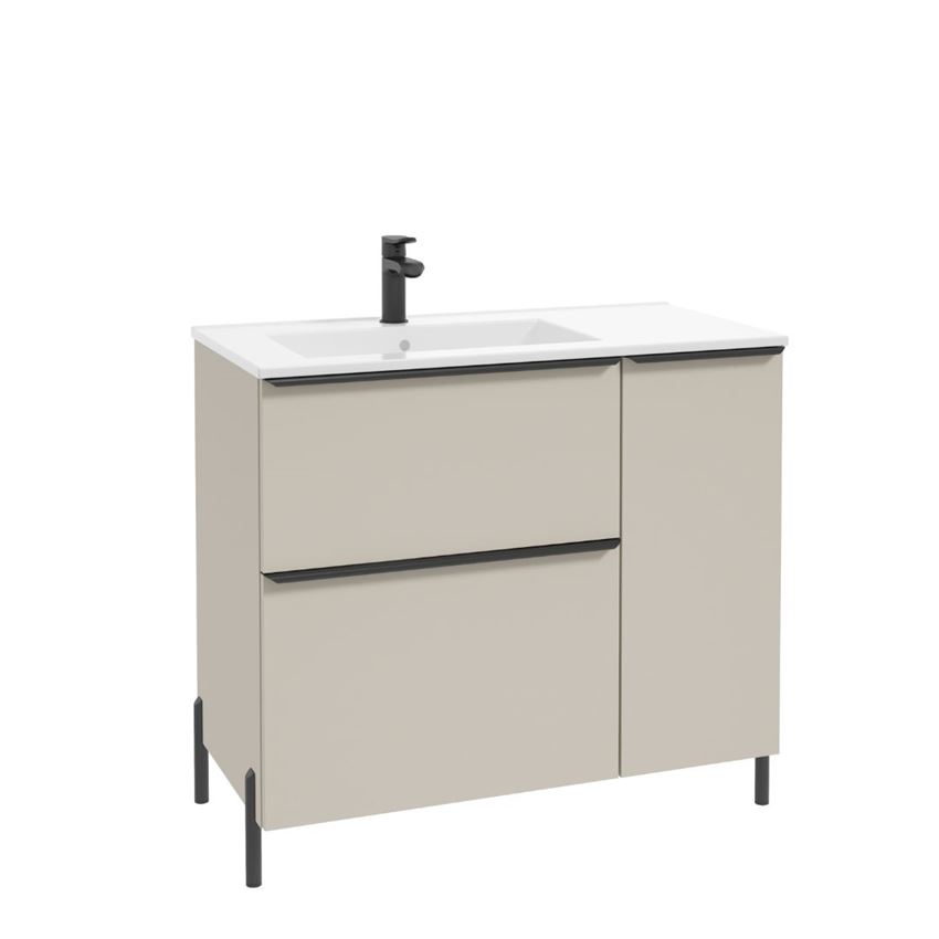 Szafka podumywalkowa lewa bez uchwytów nóżek i umywalki 90 cm lakier kaszmir mat Defra Nino