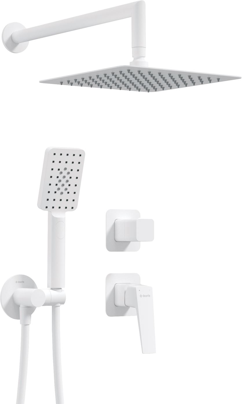 Zestaw prysznicowy podtynkowy z baterią i deszczownicą bianco Deante Blur