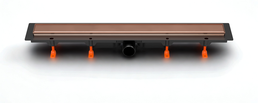 Odpływ liniowy z maskownicą 2-stronną Flis i matą uszczelniającą miedź szczotkowana Werit JOMOTech Exclusive 40