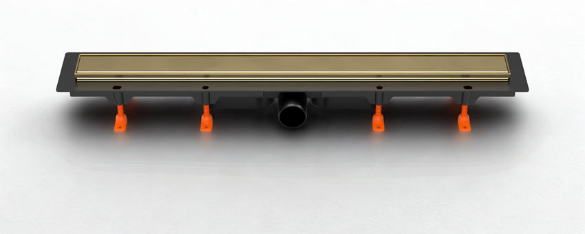 Odpływ liniowy z maskownicą 2-stronną Flis i matą uszczelniającą złoty szczotkowany Werit JOMOTech Exclusive 40