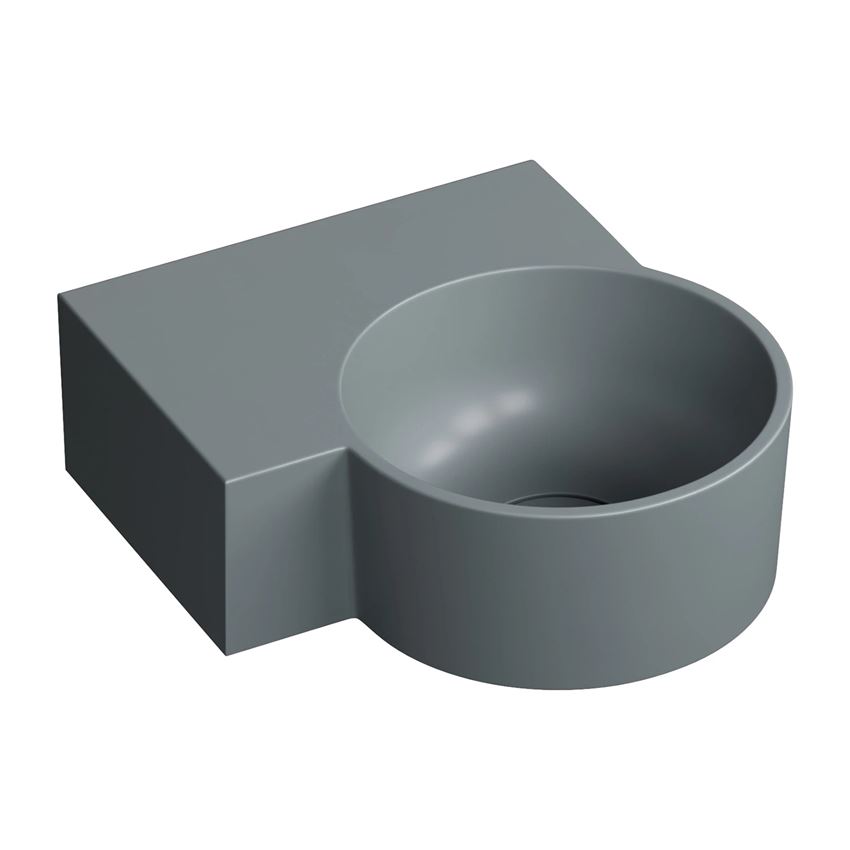 Umywalka nablatowa/wisząca - lewa 33x34 cm ash grey mat Omnires Ovo
