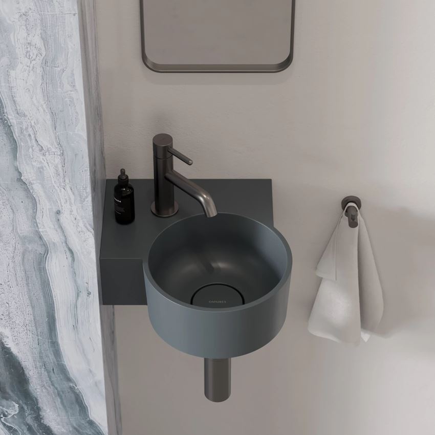Umywalka nablatowa/wisząca - lewa 33x34 cm ash grey mat Omnires Ovo