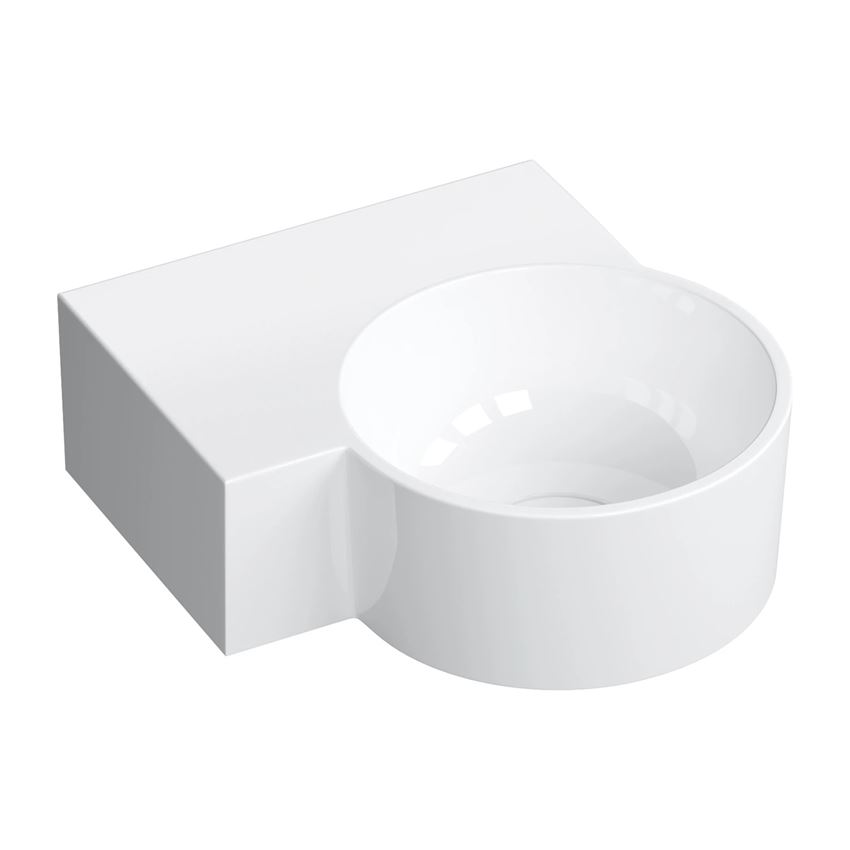 Umywalka nablatowa/wisząca - lewa 33x34 cm biały połysk Omnires Ovo