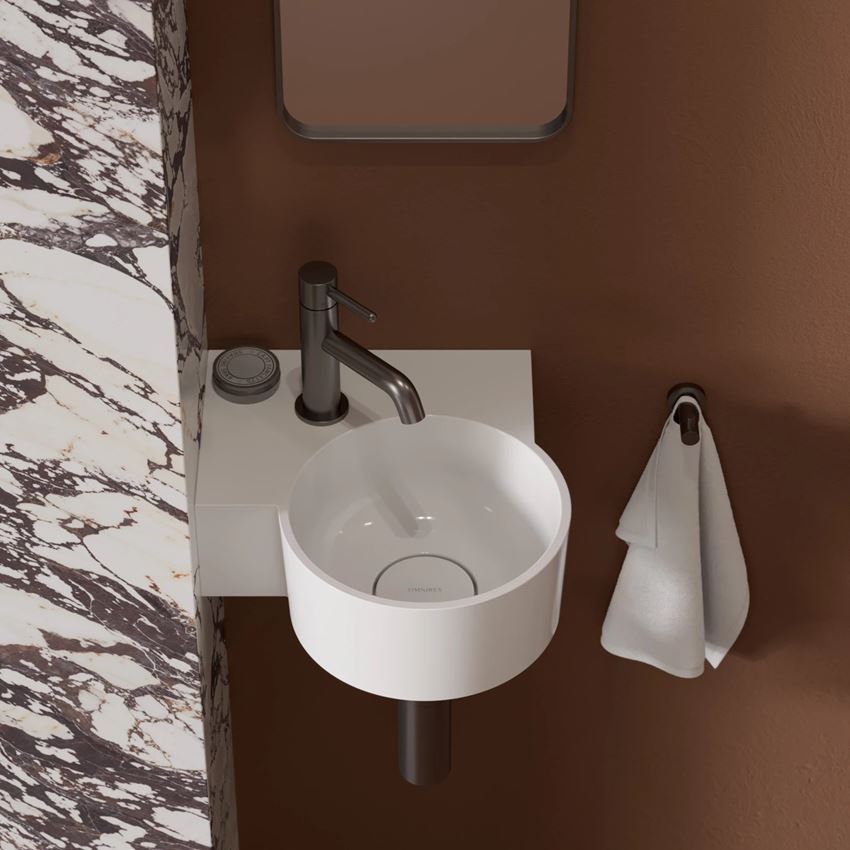 Umywalka nablatowa/wisząca - lewa 33x34 cm biały połysk Omnires Ovo