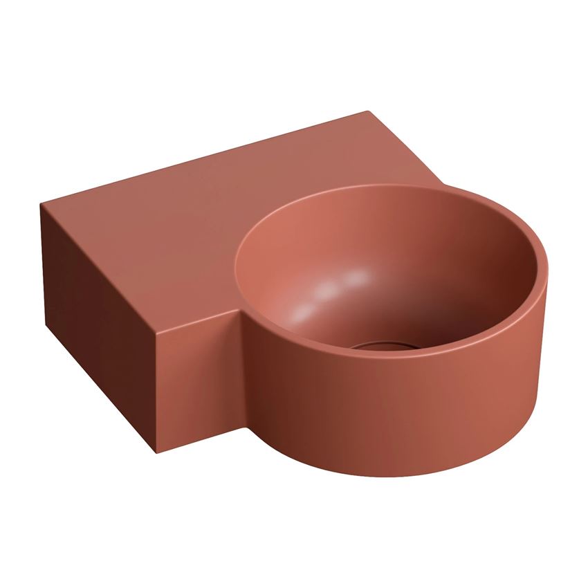 Umywalka nablatowa/wisząca - lewa 33x34 cm terracotta mat Omnires Ovo