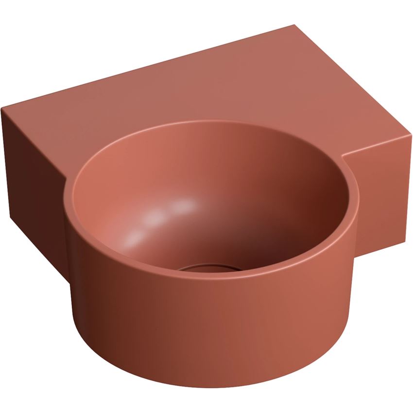 Umywalka nablatowa/wisząca - prawa 33x34 cm terracotta mat Omnires Ovo