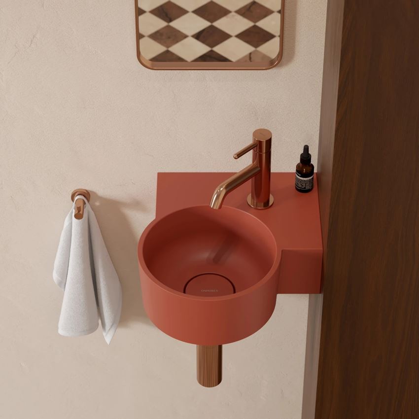 Umywalka nablatowa/wisząca - prawa 33x34 cm terracotta mat Omnires Ovo