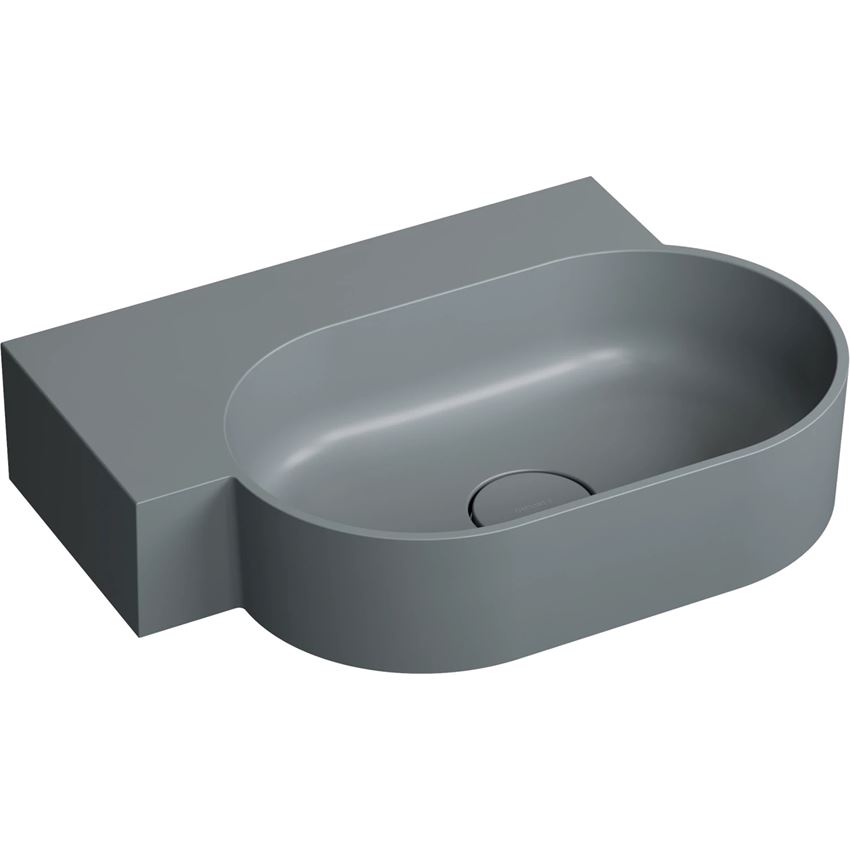 Umywalka nablatowa/wisząca - lewa 55x38 cm ash grey mat Omnires Ovo