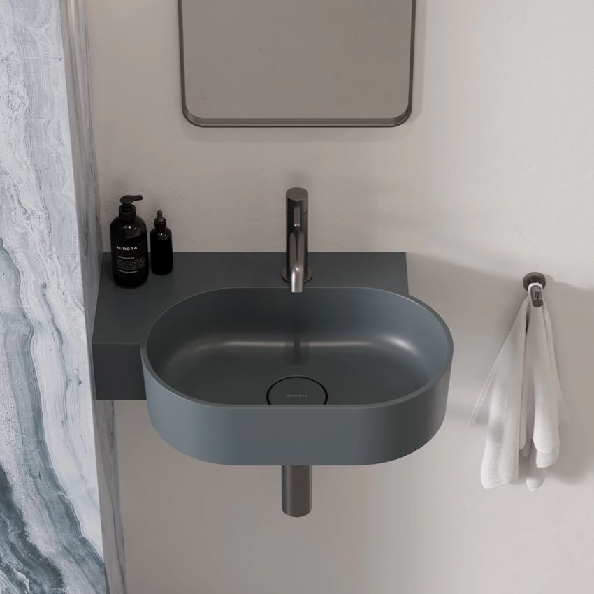 Umywalka nablatowa/wisząca - lewa 55x38 cm ash grey mat Omnires Ovo