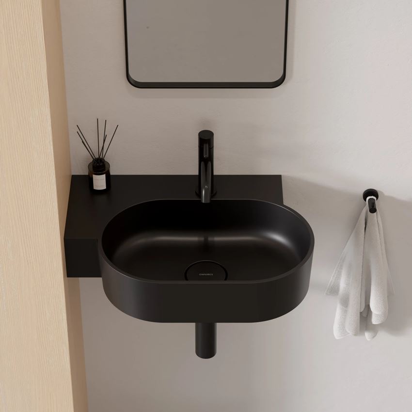 Umywalka nablatowa/wisząca - lewa 55x38 cm black lava mat Omnires Ovo