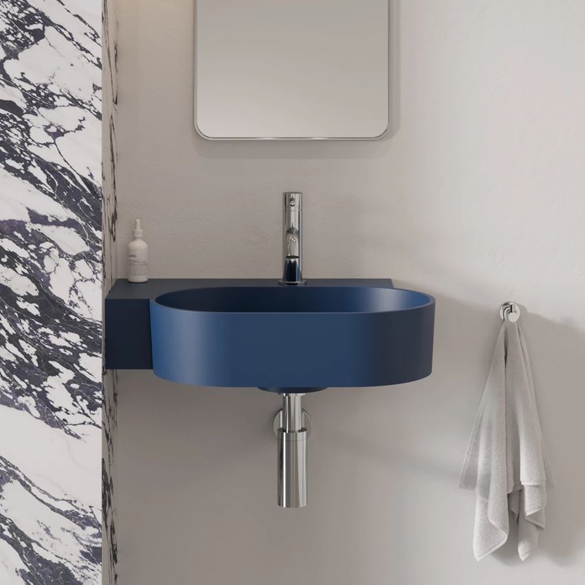 Umywalka nablatowa/wisząca - lewa 55x38 cm midnight blue mat Omnires Ovo