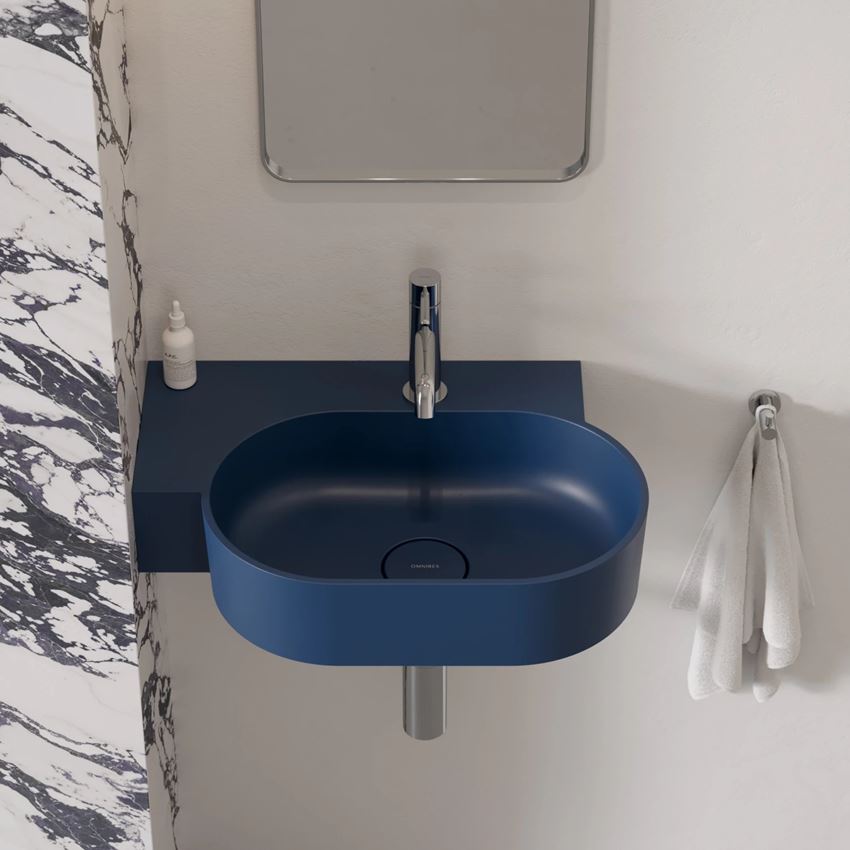 Umywalka nablatowa/wisząca - lewa 55x38 cm midnight blue mat Omnires Ovo