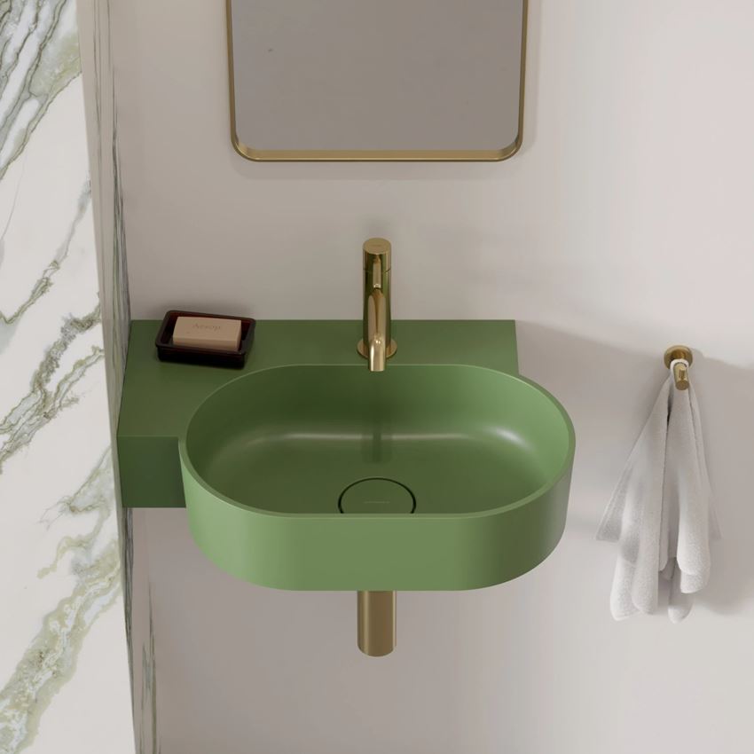 Umywalka nablatowa/wisząca - lewa 55x38 cm olive mat Omnires Ovo