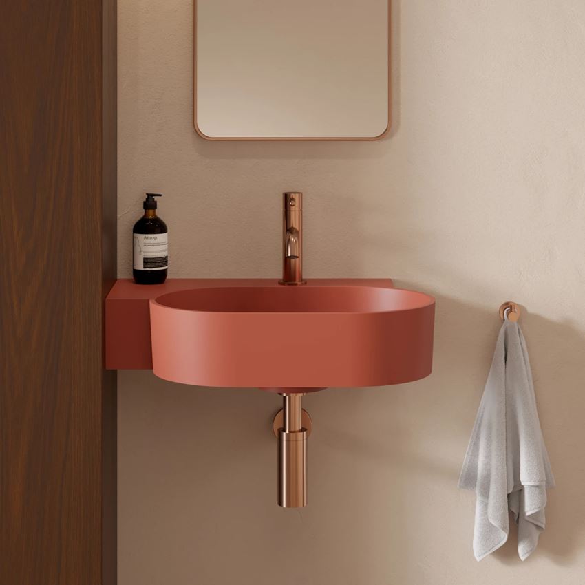 Umywalka nablatowa/wisząca - lewa 55x38 cm terracotta mat Omnires Ovo