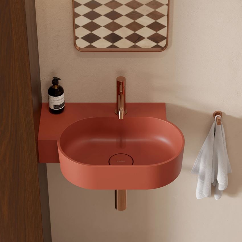 Umywalka nablatowa/wisząca - lewa 55x38 cm terracotta mat Omnires Ovo