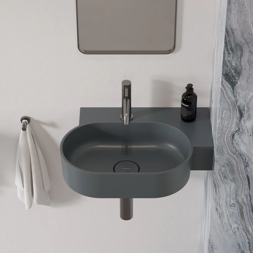 Umywalka nablatowa/wisząca - prawa 55x38 cm ash grey mat Omnires Ovo