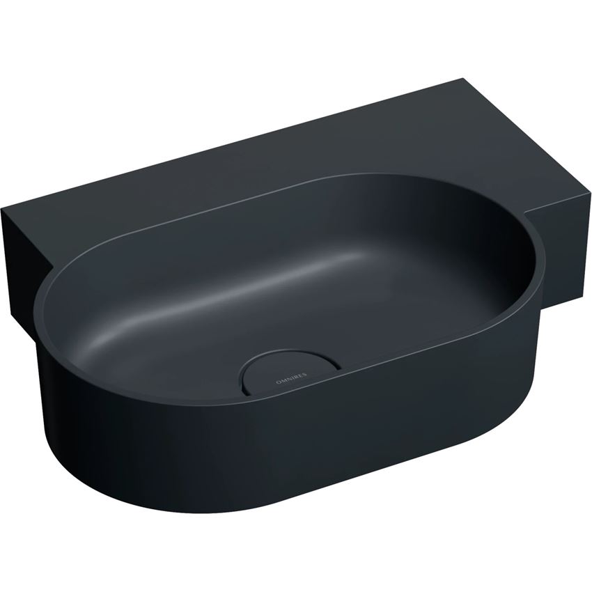 Umywalka nablatowa/wisząca - prawa 55x38 cm black lava mat Omnires Ovo