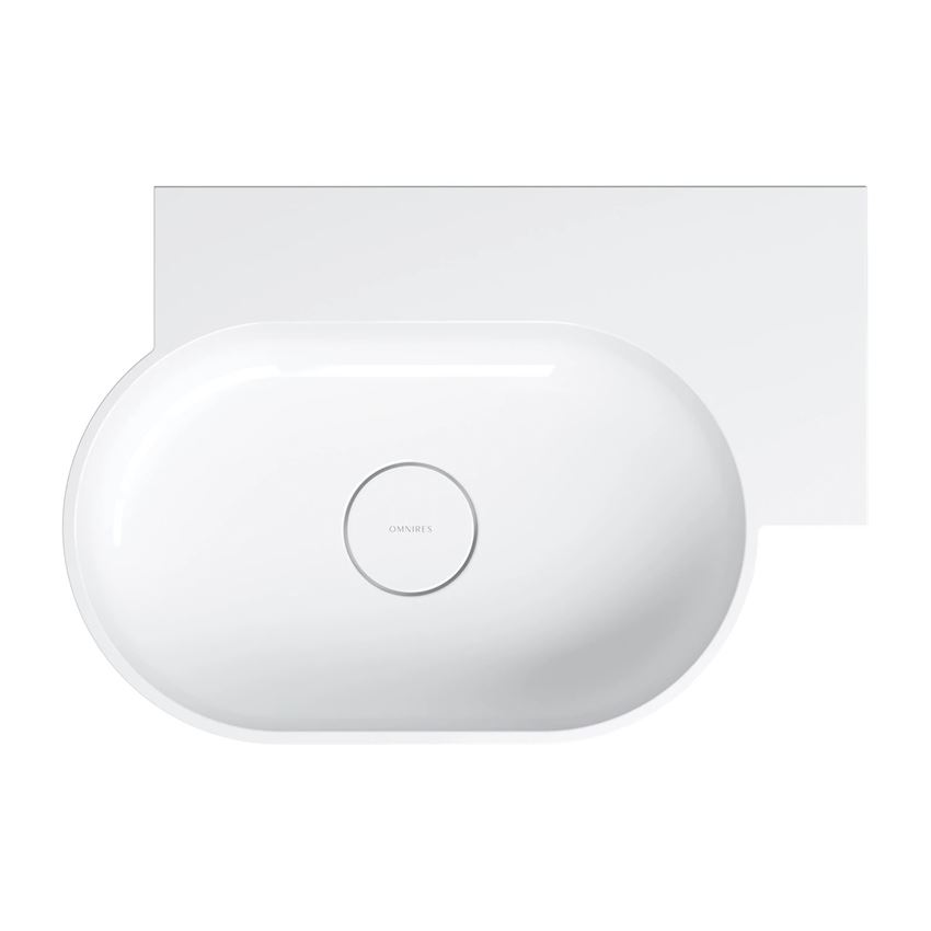 Umywalka nablatowa/wisząca - prawa 55x38 cm biały połysk Omnires Ovo