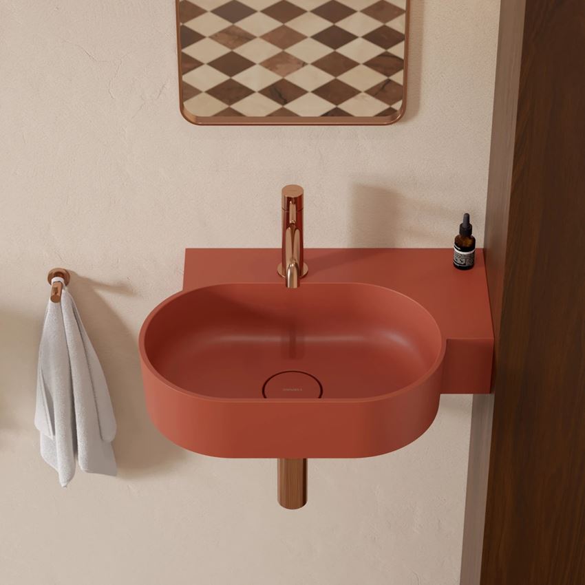 Umywalka nablatowa/wisząca - prawa 55x38 cm terracotta mat Omnires Ovo