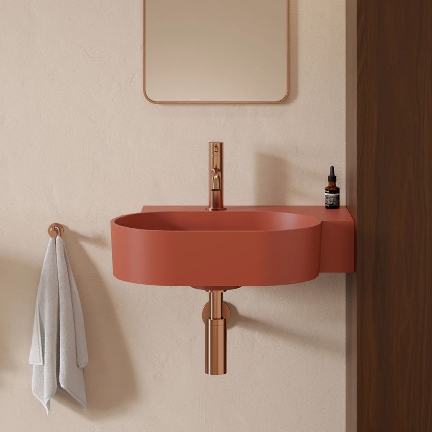 Umywalka nablatowa/wisząca - prawa 55x38 cm terracotta mat Omnires Ovo