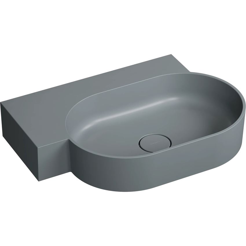 Umywalka nablatowa/wisząca - lewa 64x44 cm ash grey mat Omnires Ovo