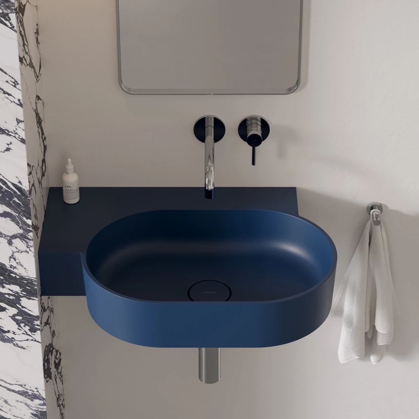 Umywalka nablatowa/wisząca - lewa 64x44 cm midnight blue mat Omnires Ovo