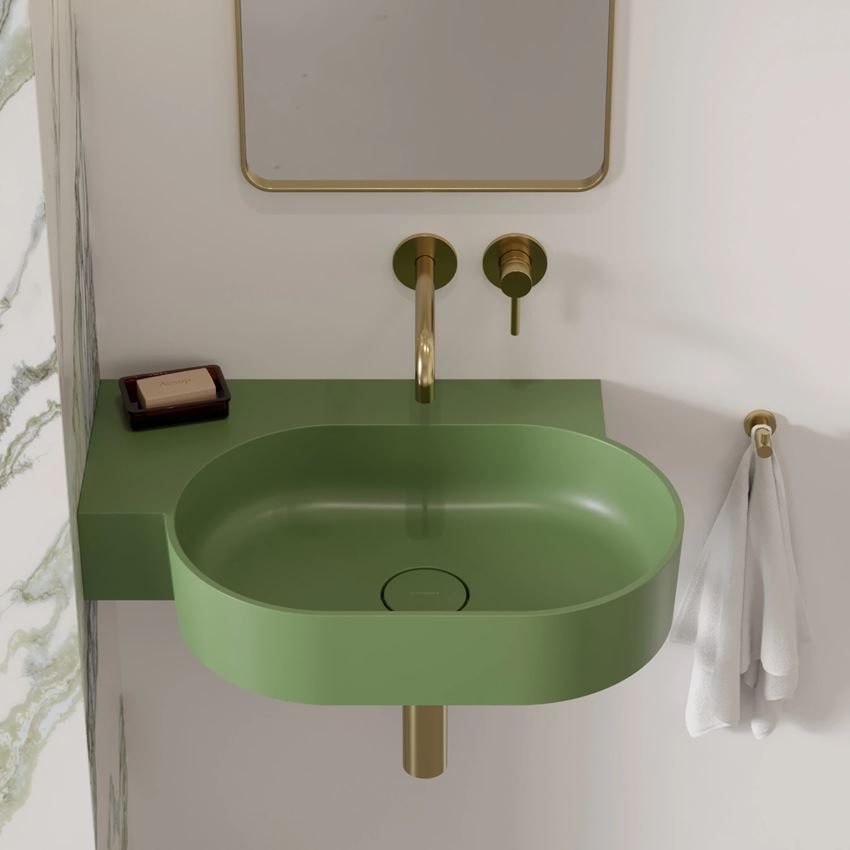 Umywalka nablatowa/wisząca - lewa 64x44 cm olive mat Omnires Ovo