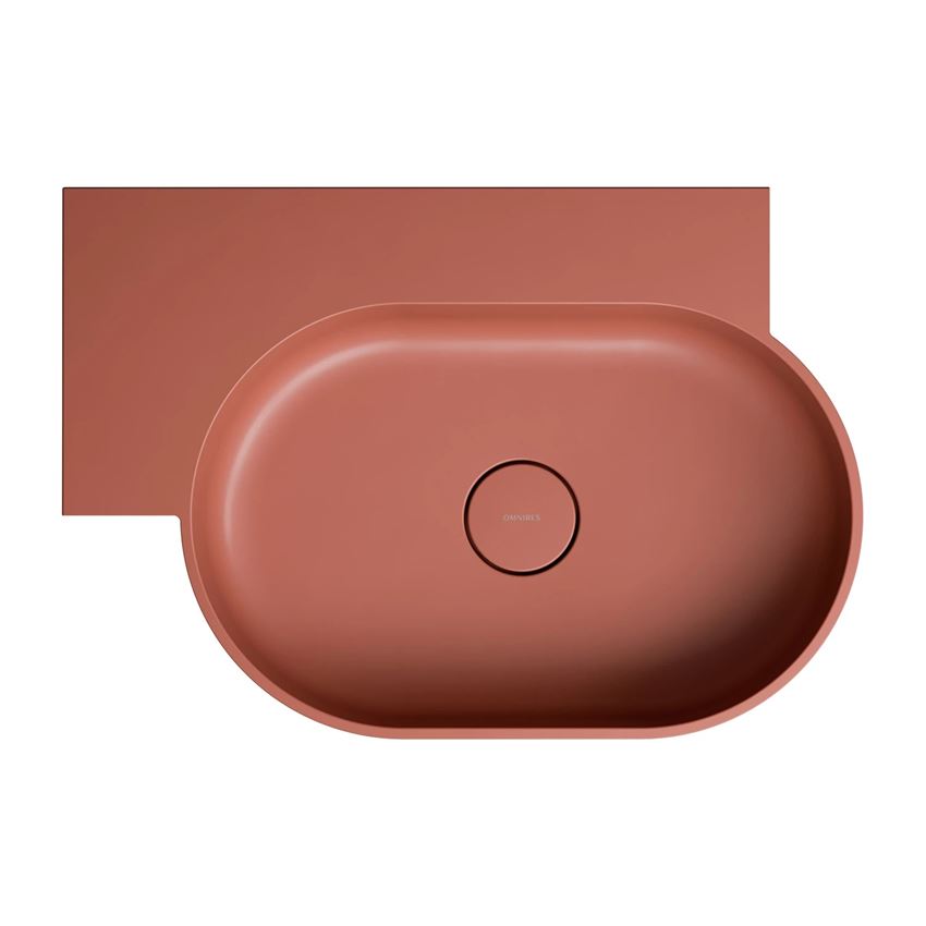 Umywalka nablatowa/wisząca - lewa 64x44 cm terracotta mat Omnires Ovo