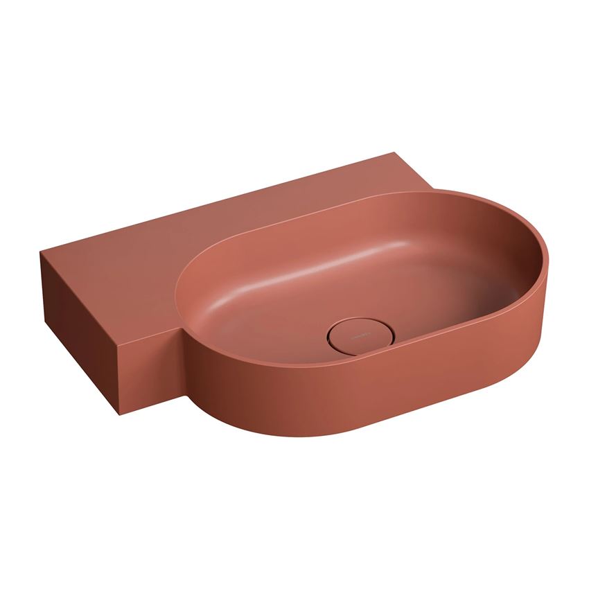 Umywalka nablatowa/wisząca - lewa 64x44 cm terracotta mat Omnires Ovo