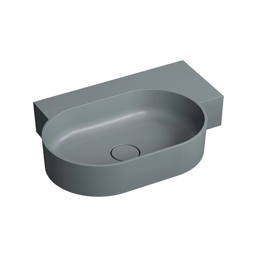 Umywalka nablatowa/wisząca - prawa 64x44 cm ash grey mat Omnires Ovo
