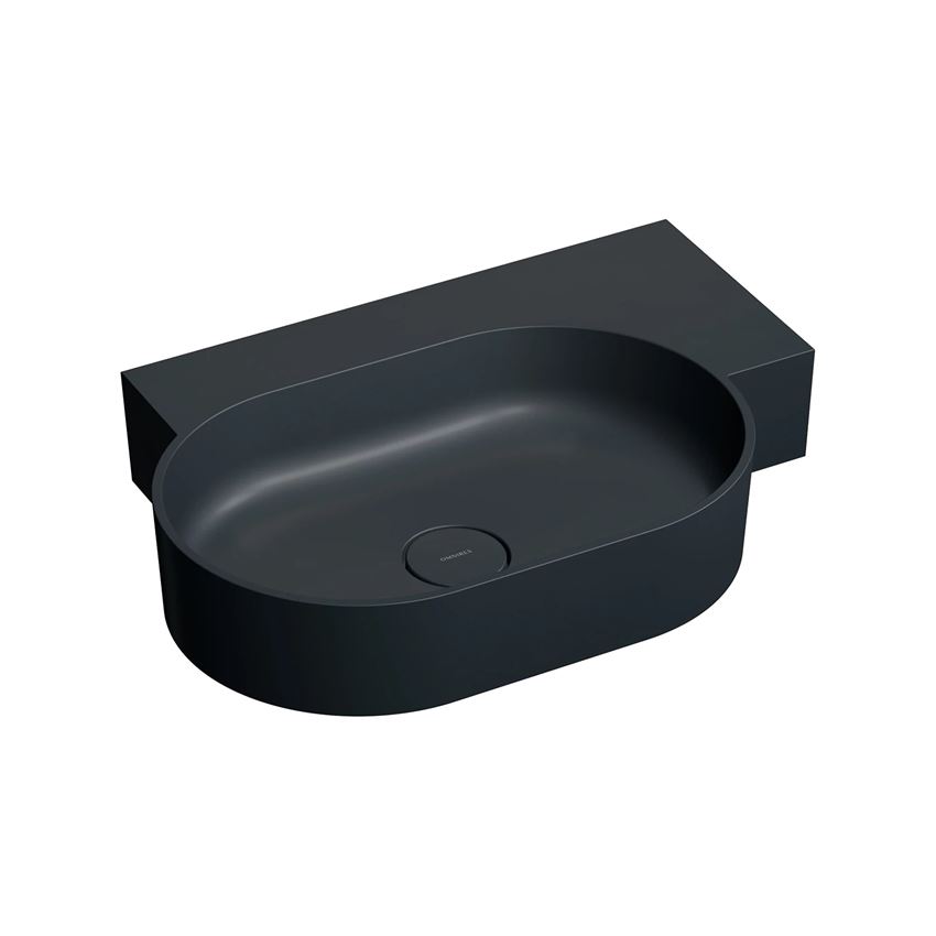 Umywalka nablatowa/wisząca - prawa 64x44 cm black lava mat Omnires Ovo