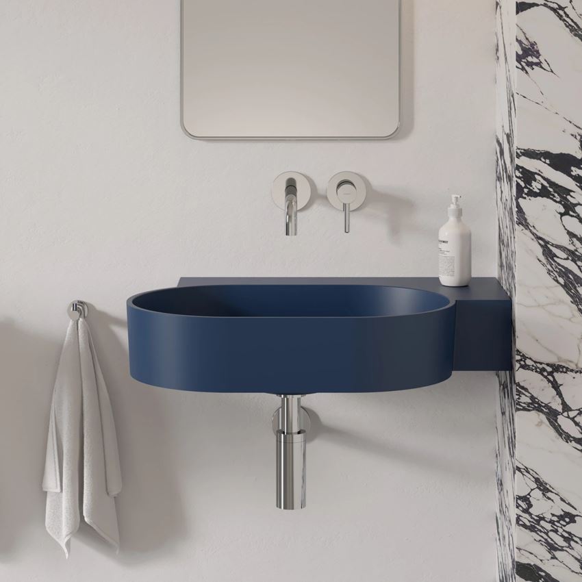 Umywalka nablatowa/wisząca - prawa 64x44 cm midnight blue mat Omnires Ovo