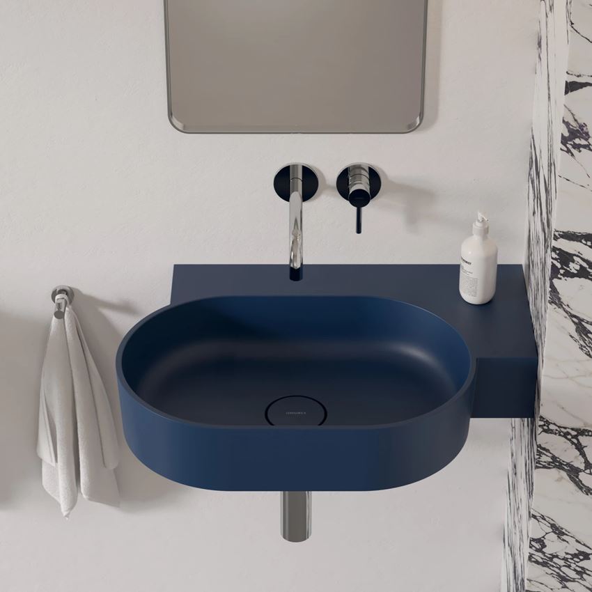Umywalka nablatowa/wisząca - prawa 64x44 cm midnight blue mat Omnires Ovo