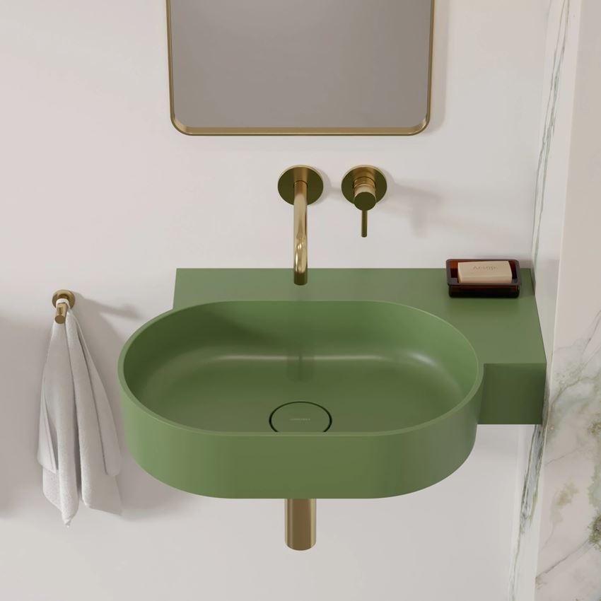 Umywalka nablatowa/wisząca - prawa 64x44 cm olive mat Omnires Ovo