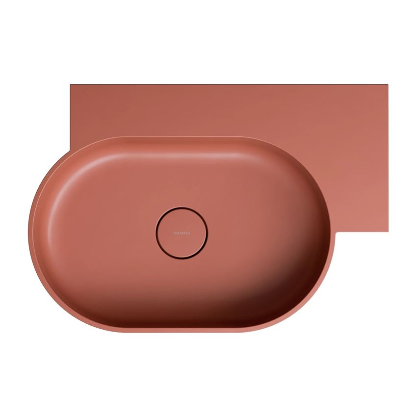 Umywalka nablatowa/wisząca - prawa 64x44 cm terracotta mat Omnires Ovo