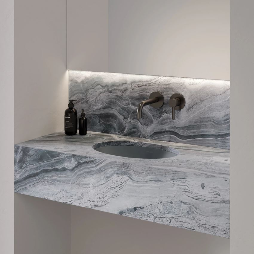 Umywalka podblatowa 38x25 cm ash grey mat Omnires Shell