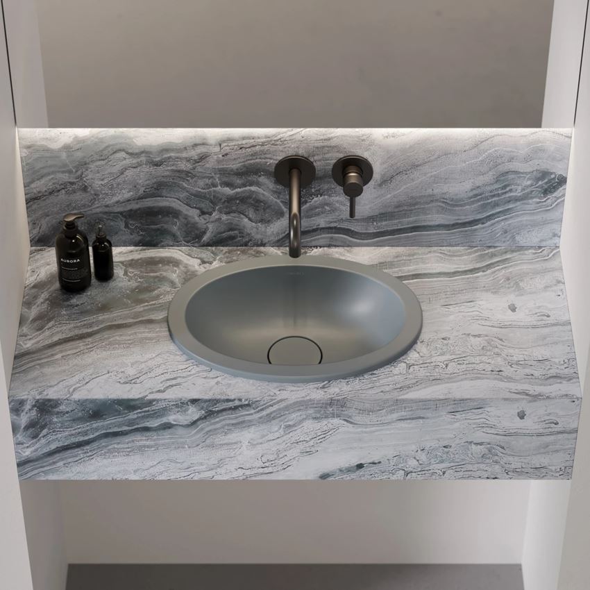 Umywalka podblatowa 38x25 cm ash grey mat Omnires Shell