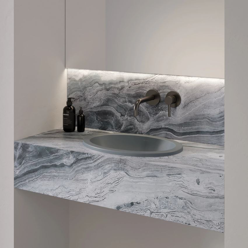 Umywalka podblatowa 38x25 cm ash grey mat Omnires Shell