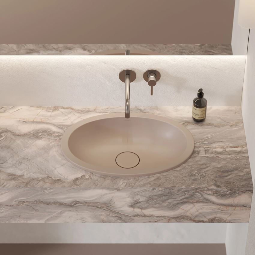 Umywalka podblatowa 48x31 cm dune beige mat Omnires Shell