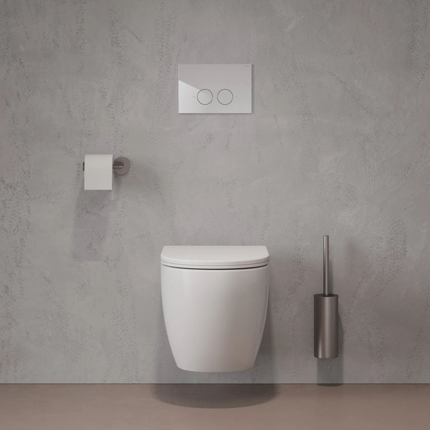 Strongframe stelaż podtynkowy do miski toaletowej + Minimal przycisk spłukujący biały połysk Omnires Flush Set