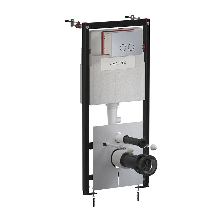 Strongframe stelaż podtynkowy do miski toaletowej + Steel-R45 przycisk spłukujący ze stali nierdzewnej nikiel szczotkowany Omnires Flush Set