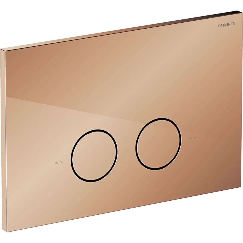 Strongframe Eco stelaż podtynkowy do miski toaletowej z funkcją oszczędnego spłukiwania + Steel-R45 przycisk spłukujący ze stali nierdzewnej miedź połysk Omnires Flush Set Eco