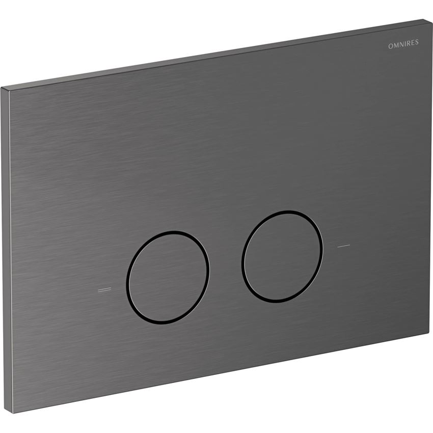 Strongframe Eco stelaż podtynkowy do miski toaletowej z funkcją oszczędnego spłukiwania + Steel-R45 przycisk spłukujący ze stali nierdzewnej grafit szczotkowany Omnires Flush Set Eco
